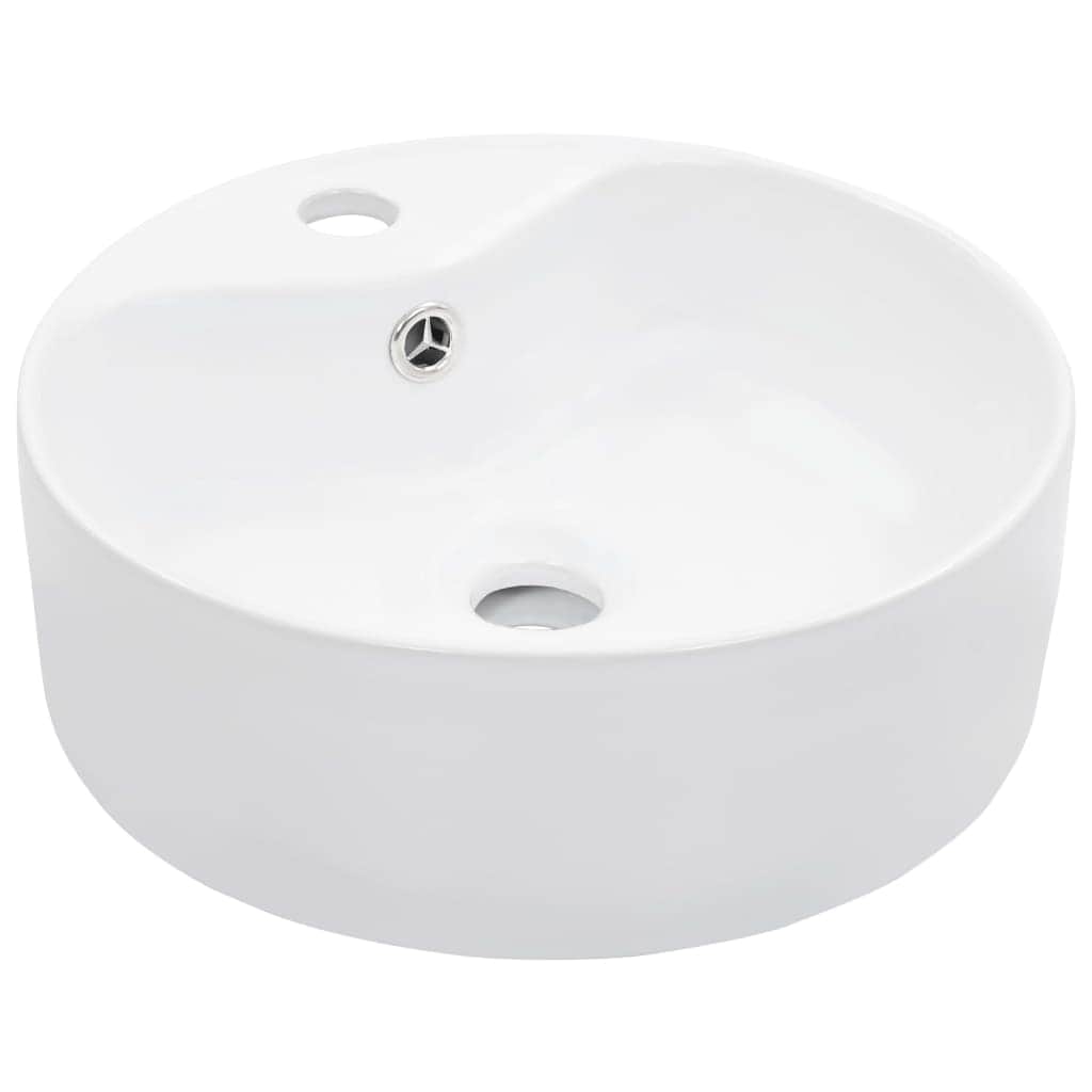 Wash Basin with Overflow Ceramic White