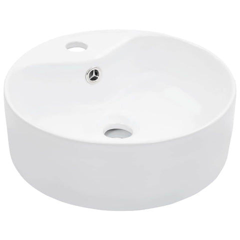 Wash Basin with Overflow Ceramic White