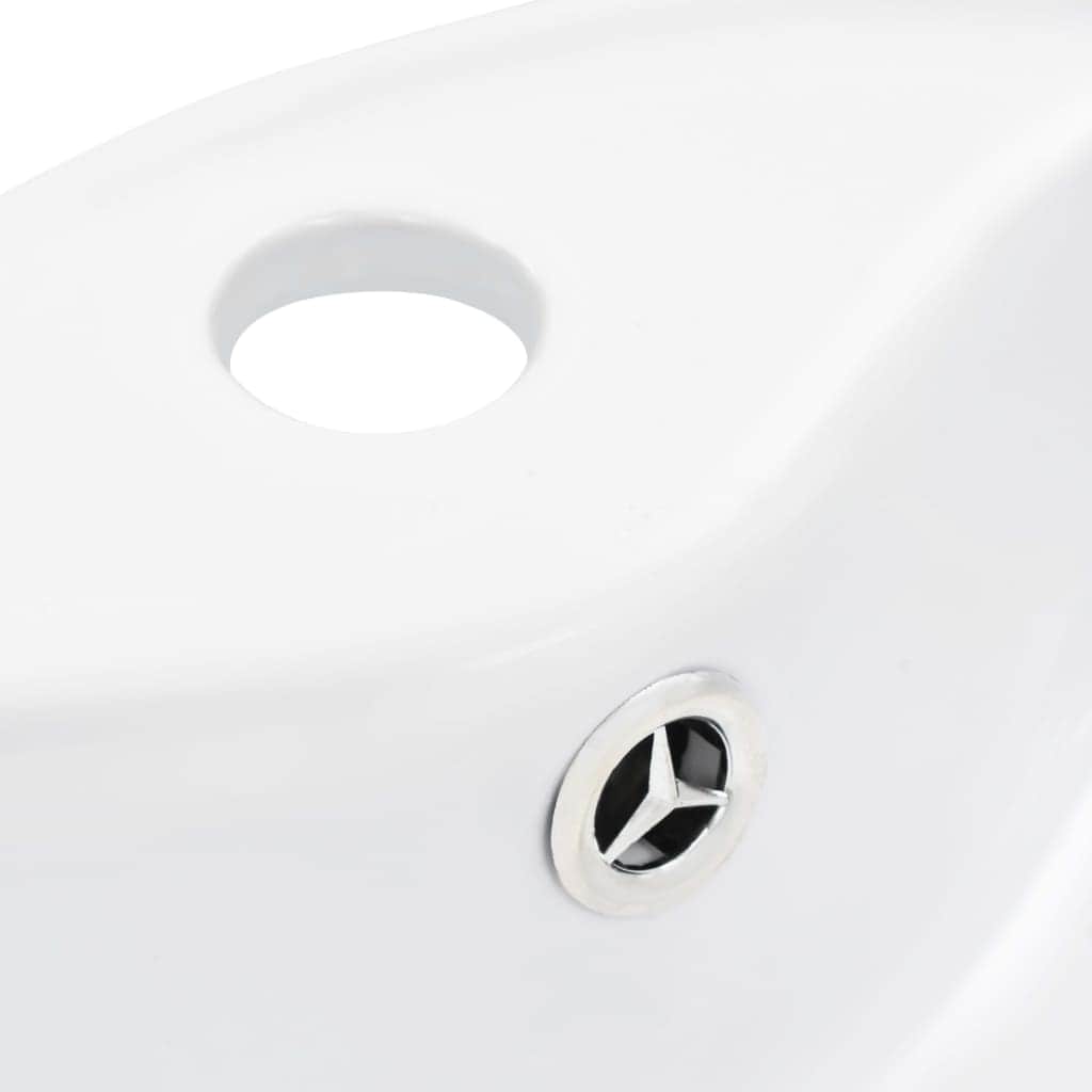 Wash Basin with Overflow Ceramic White