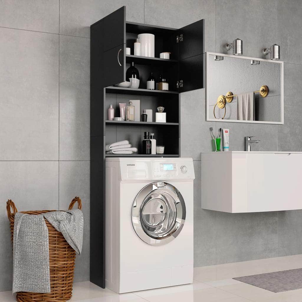 Washing Machine Cabinet Black Chipboard
