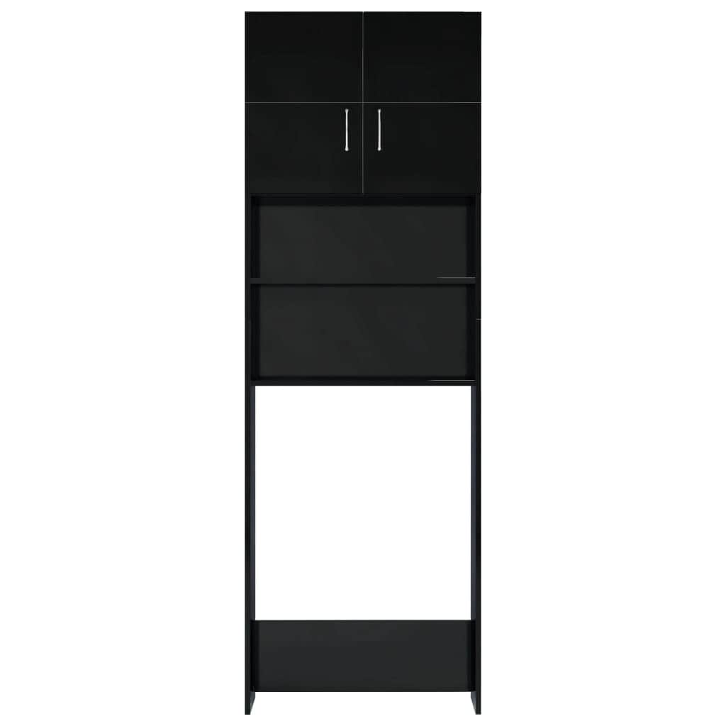 Washing Machine Cabinet High Gloss Black Chipboard