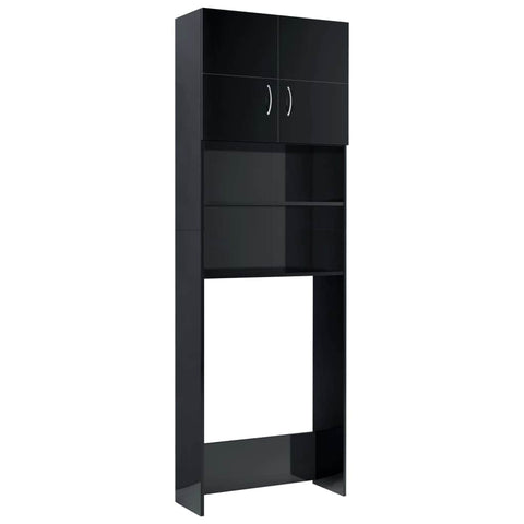 Washing Machine Cabinet High Gloss Black Chipboard