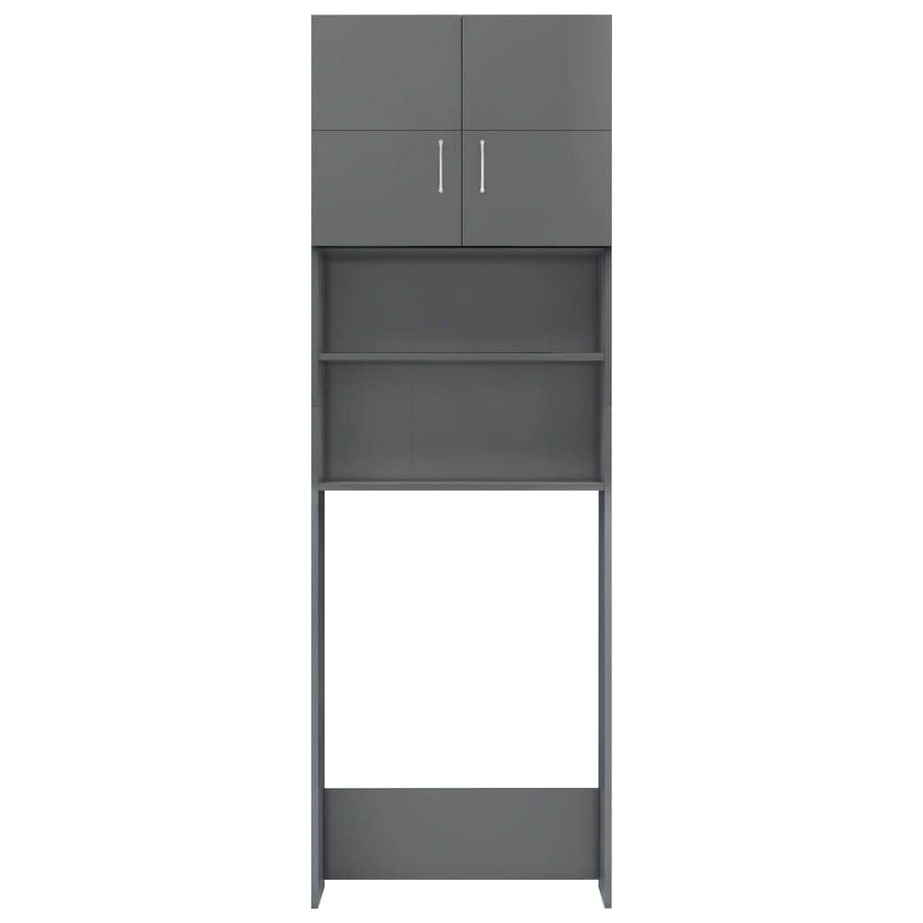 Washing Machine Cabinet High Gloss Grey Chipboard