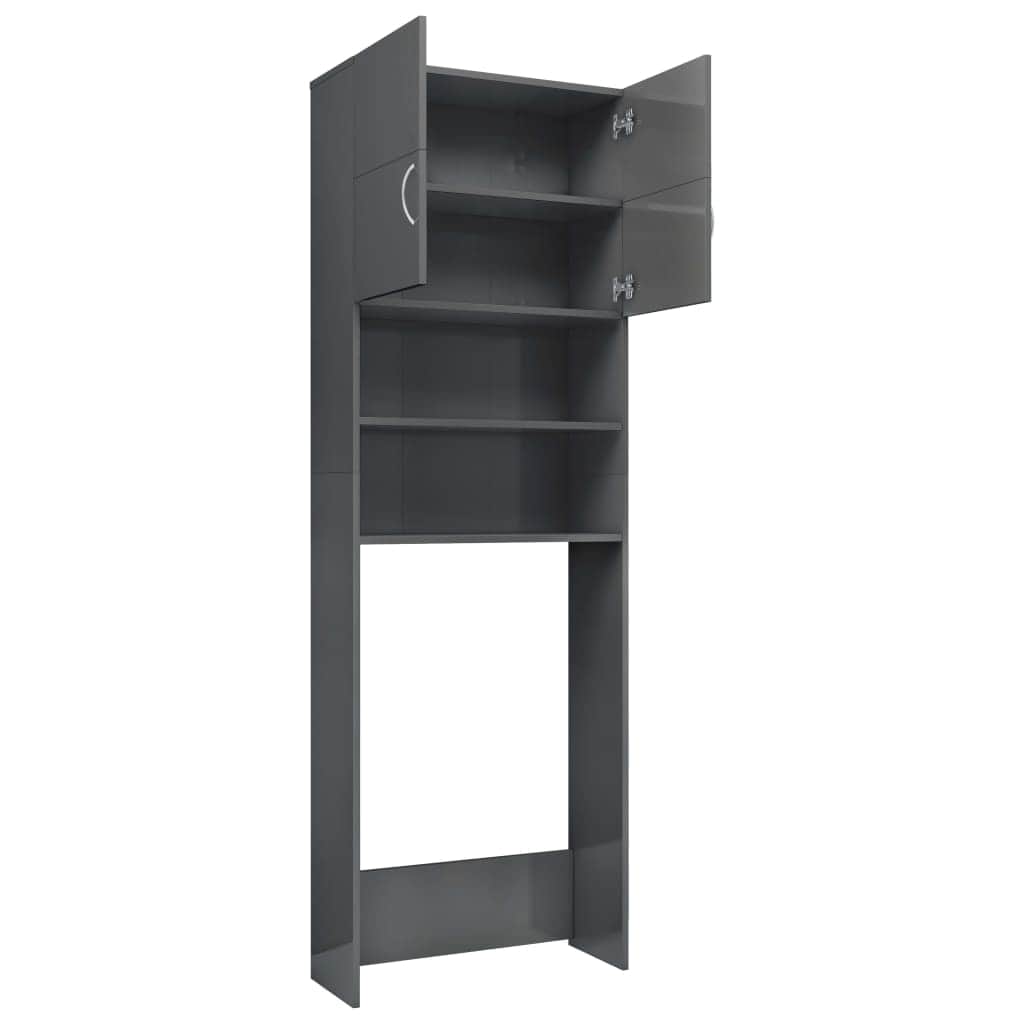 Washing Machine Cabinet High Gloss Grey Chipboard