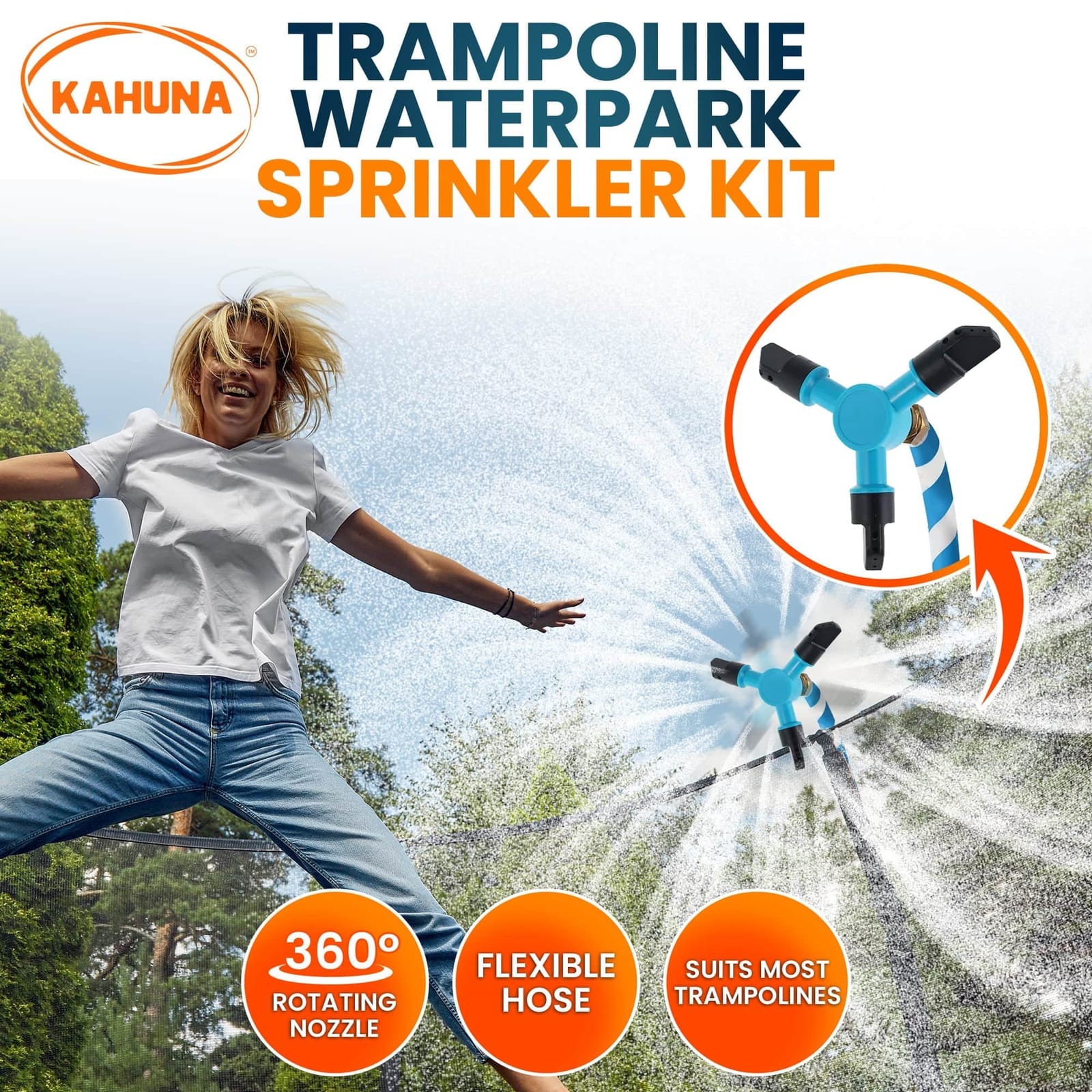 Waterpark Rotating Trampoline with Water Sprinkler Kit Adjustable Hose - photo 13