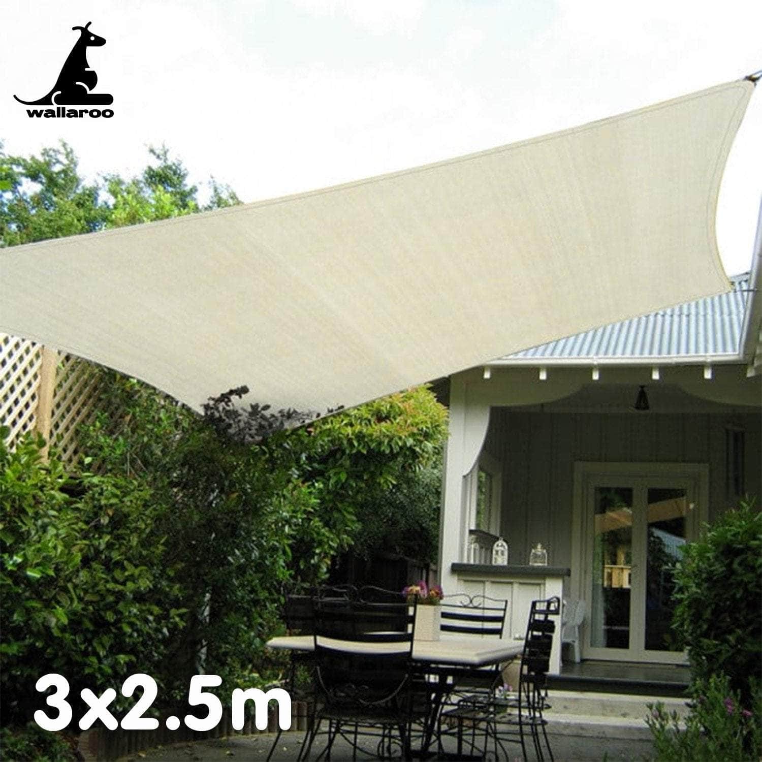 Waterproof 160GSM Outdoor Sun Shade Sail Canopy Cream