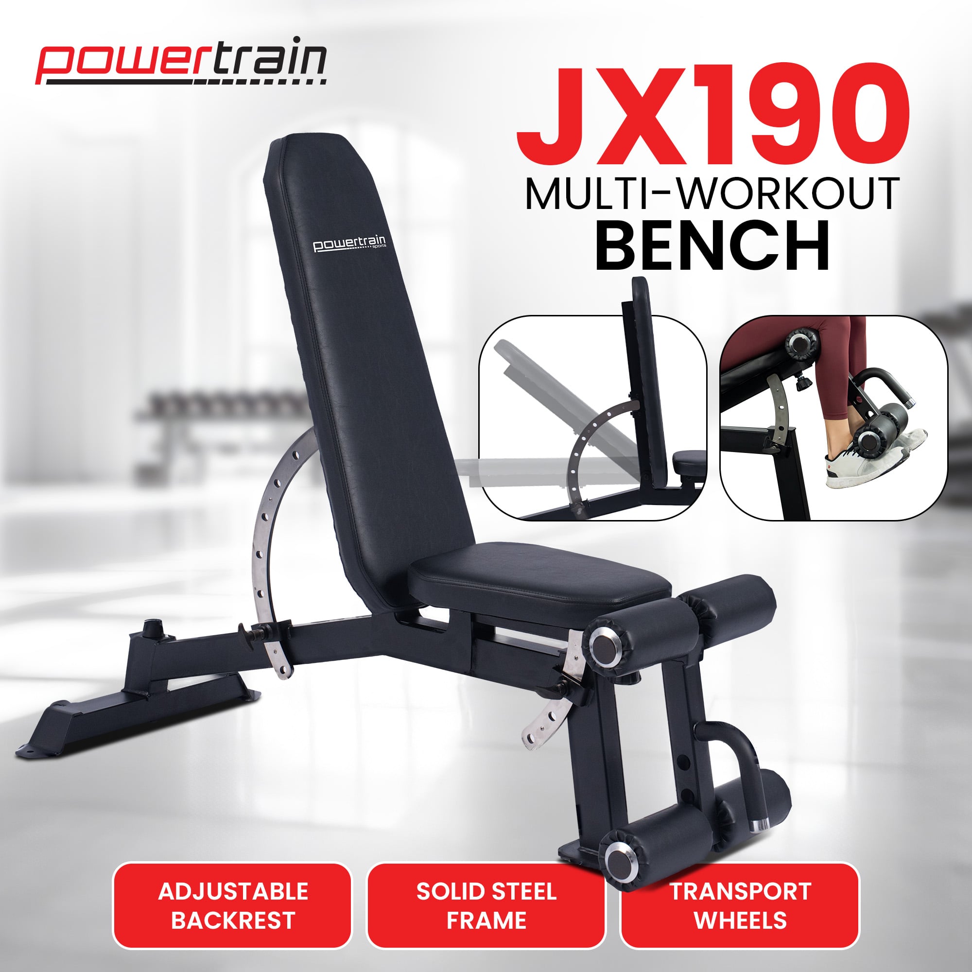 Weight Bench Adjustable Backrest 149x61x118.5cm