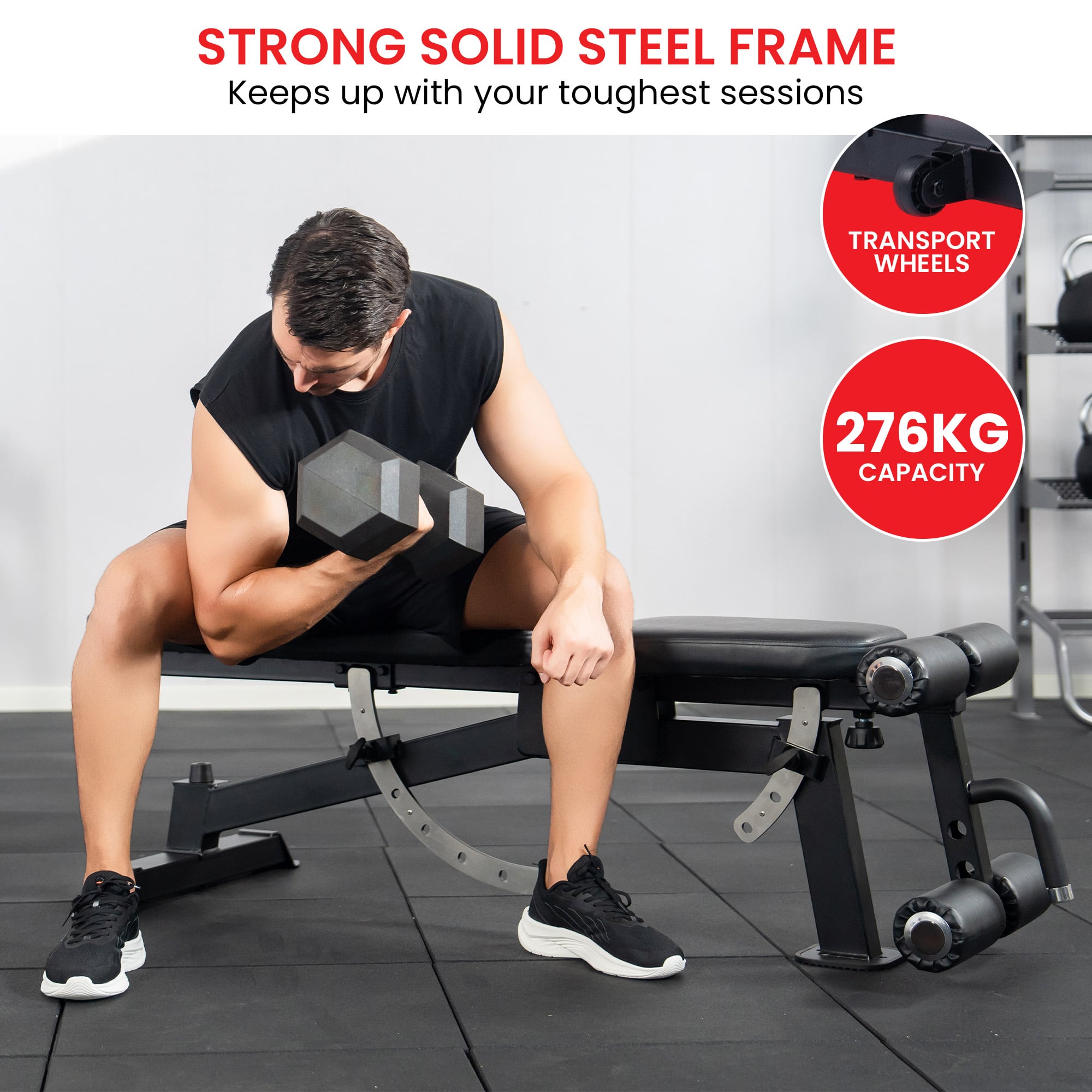 Weight Bench Adjustable Backrest 149x61x118.5cm