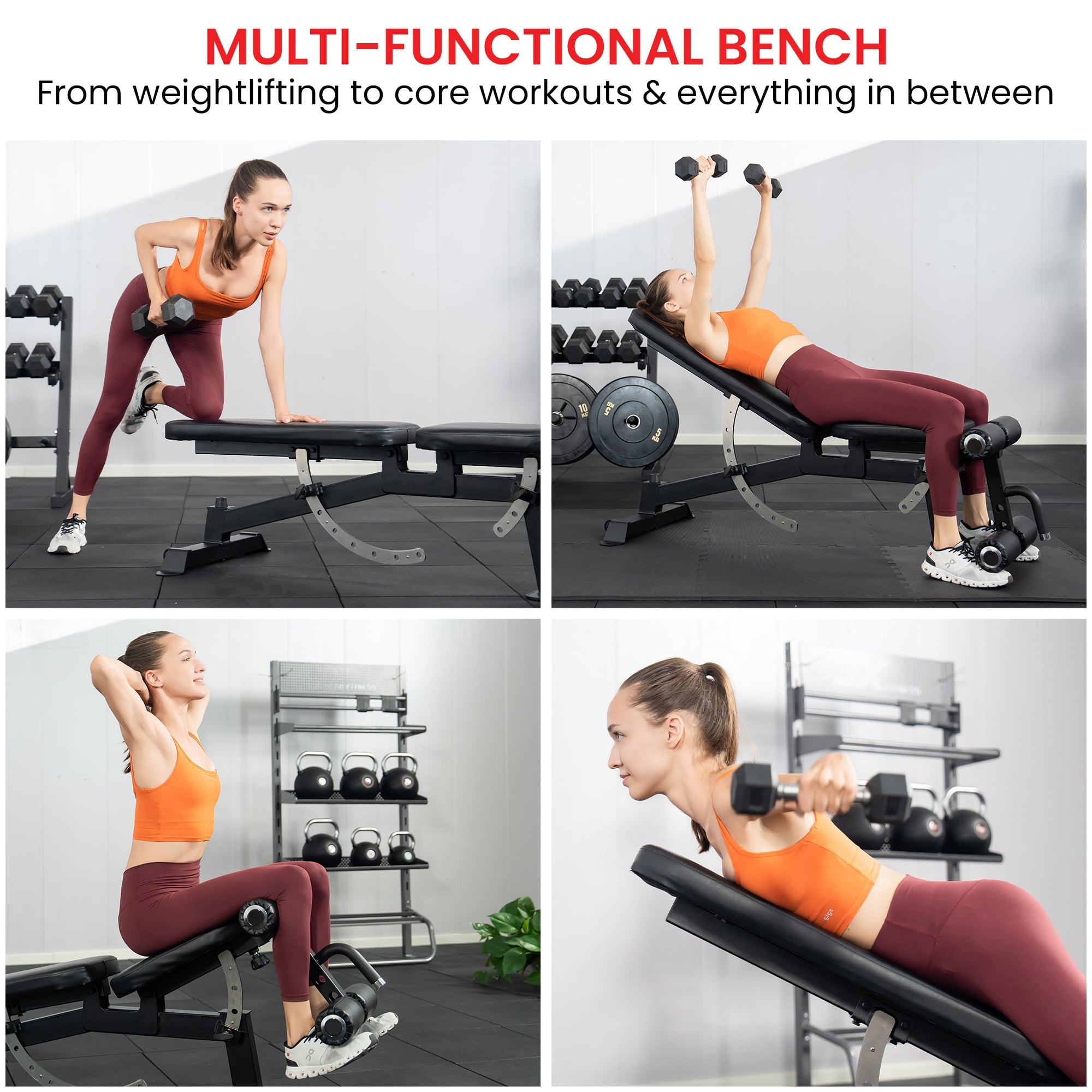 Weight Bench Adjustable Backrest 149x61x118.5cm