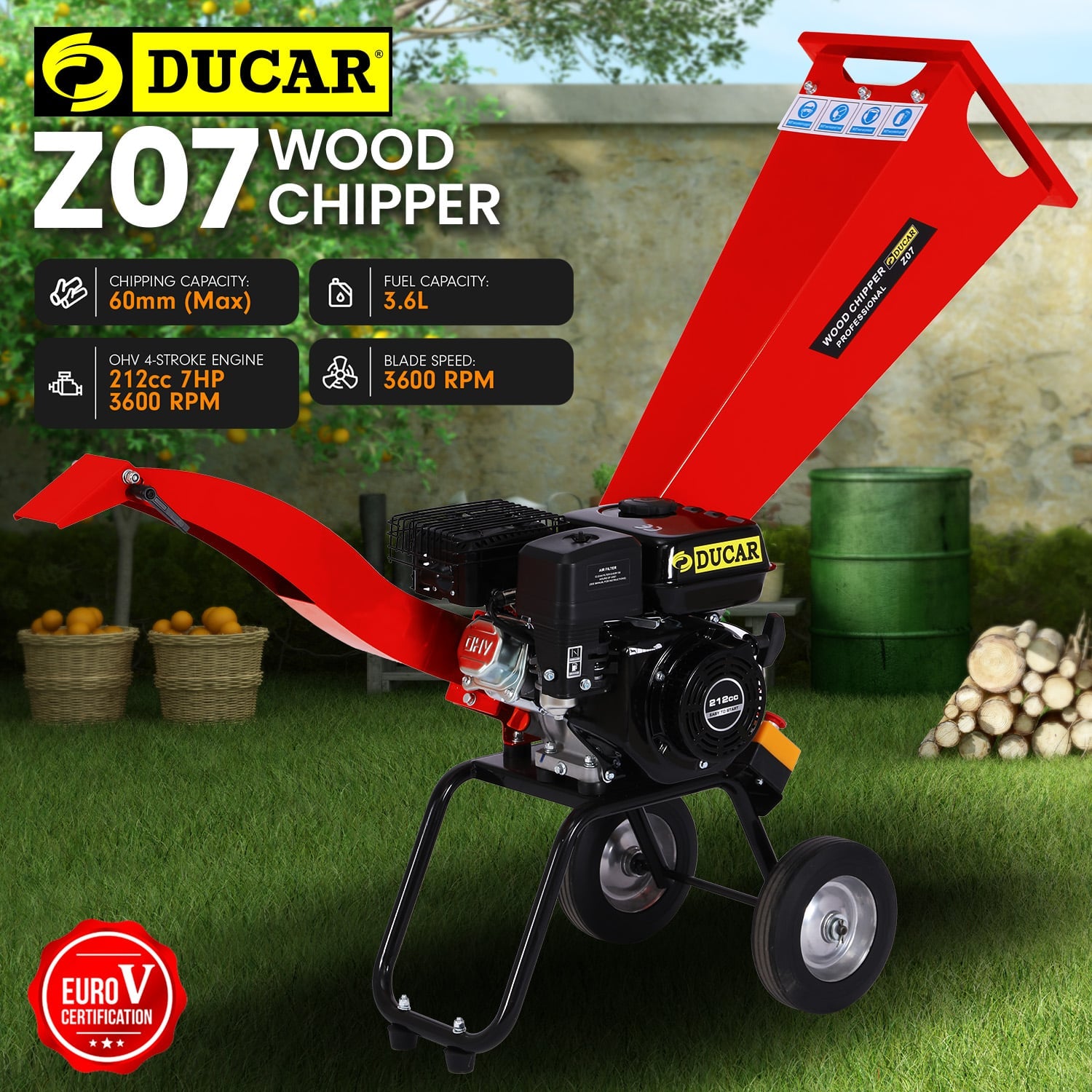 Wood Chipper 7HP Petrol Powered