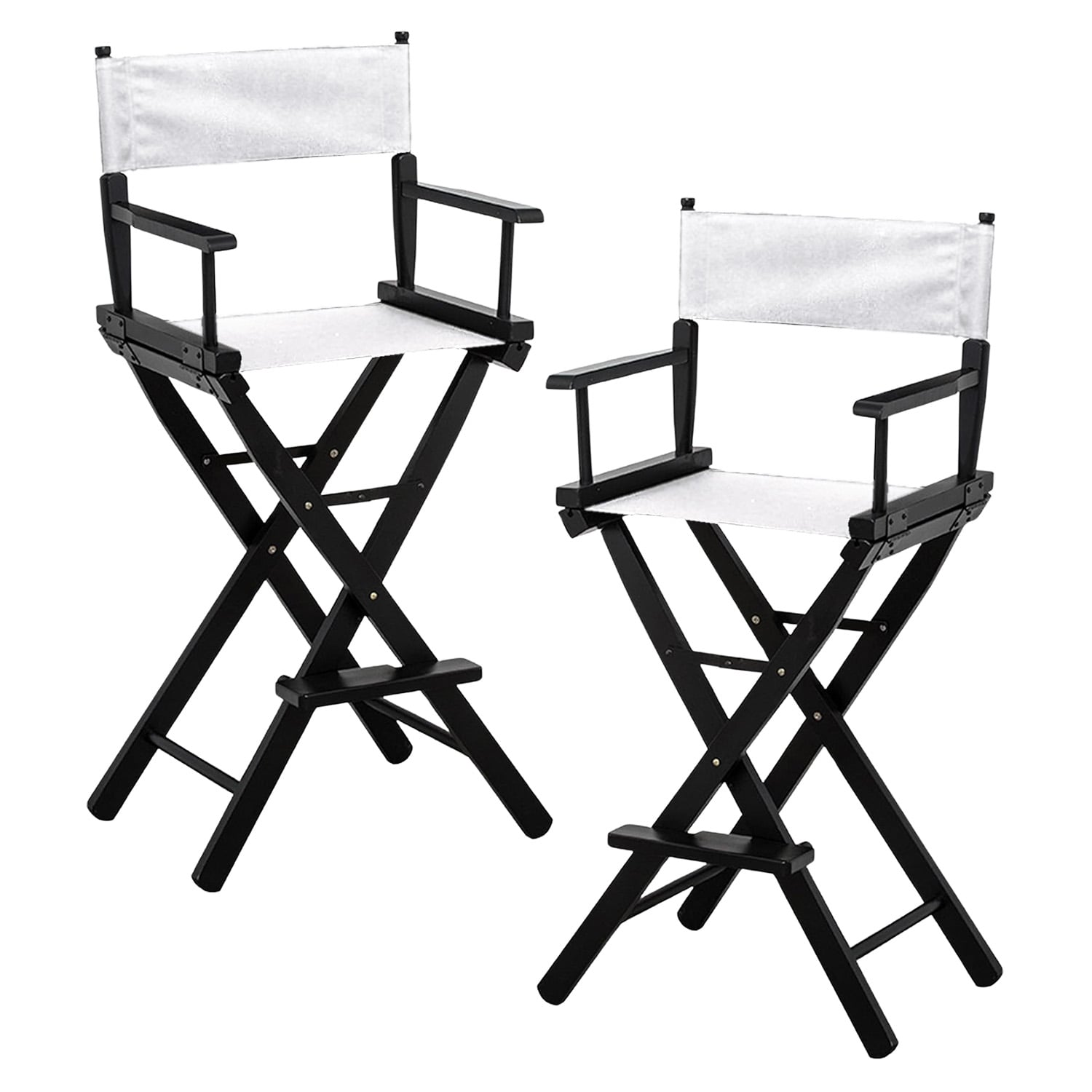 Tall Director Chair White Canvas 45x52.5x118cm