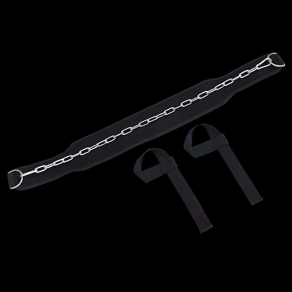 Weight Lifting Belt Gym Back Pull Up Chain black, Gym Equipment & Accessories