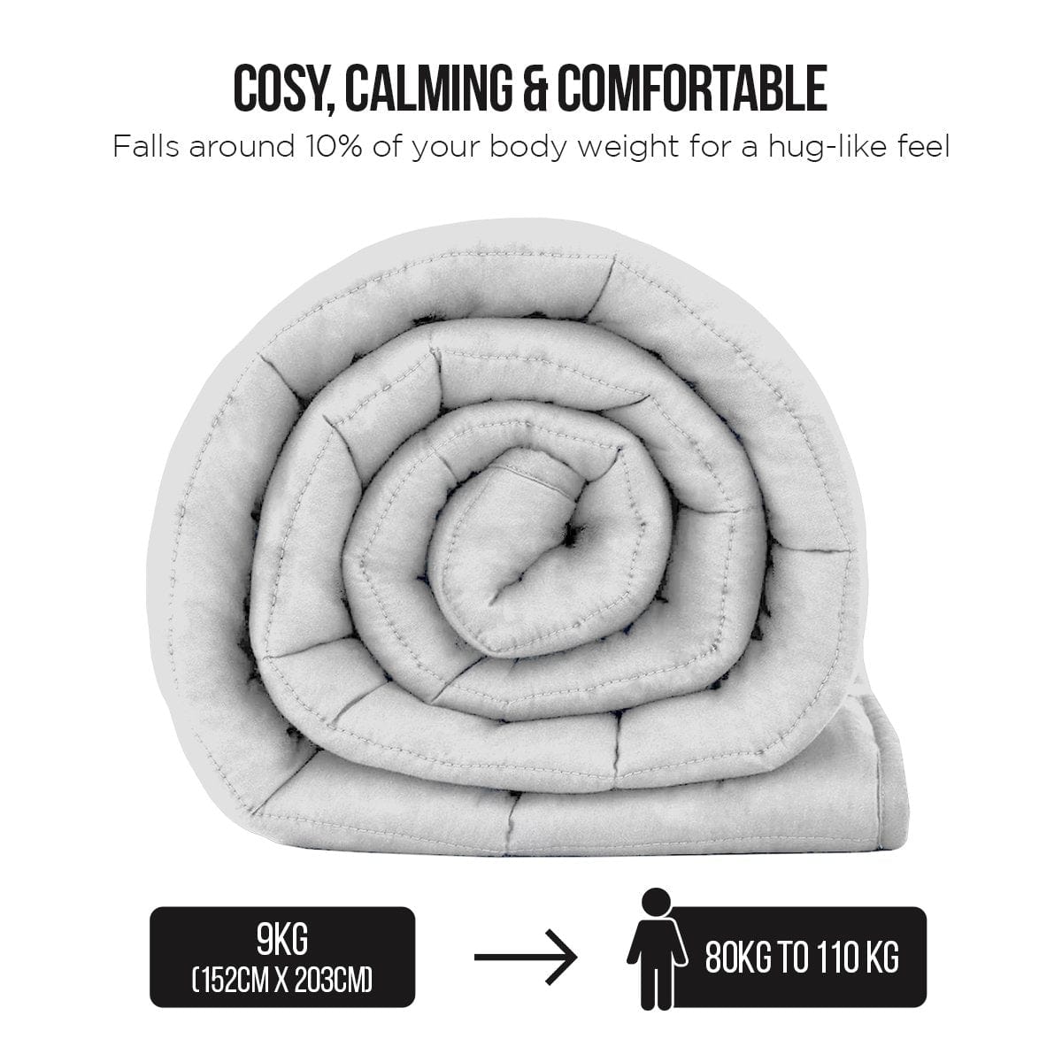 Weighted Blanket Heavy Quilt Doona Queen 9Kg -White