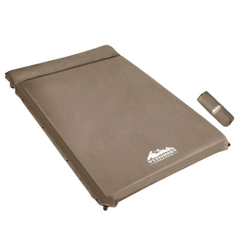 Self Inflating Mattress 10Cm Camping Mat Air Double Coffee