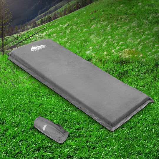 Self Inflating Mattress Camping Mat Air Bed Single Grey - Weisshorn Size Matress Camp