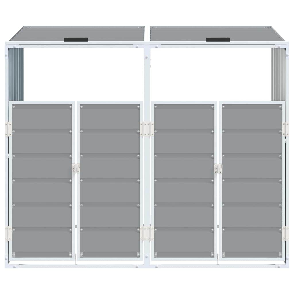 Wheelie Bin Storage for Double Bins Rubbish Trash Can Shed Grey Steel - Versatile and Stylish