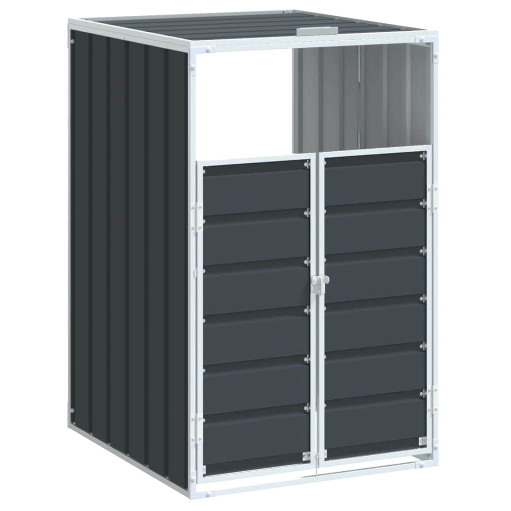 Single - Wheelie Bin Storage for Single Bin Trash Can Shed Anthracite Steel - Stylish Comfort