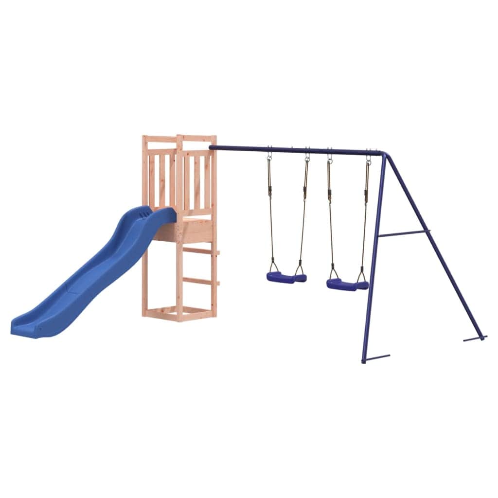 Whimsical Woodland Retreat: Playhouse, Slide, and Swings Combo