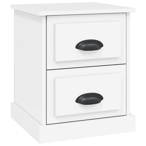 Whispering Haven: White Engineered Wood Bedside Cabinet