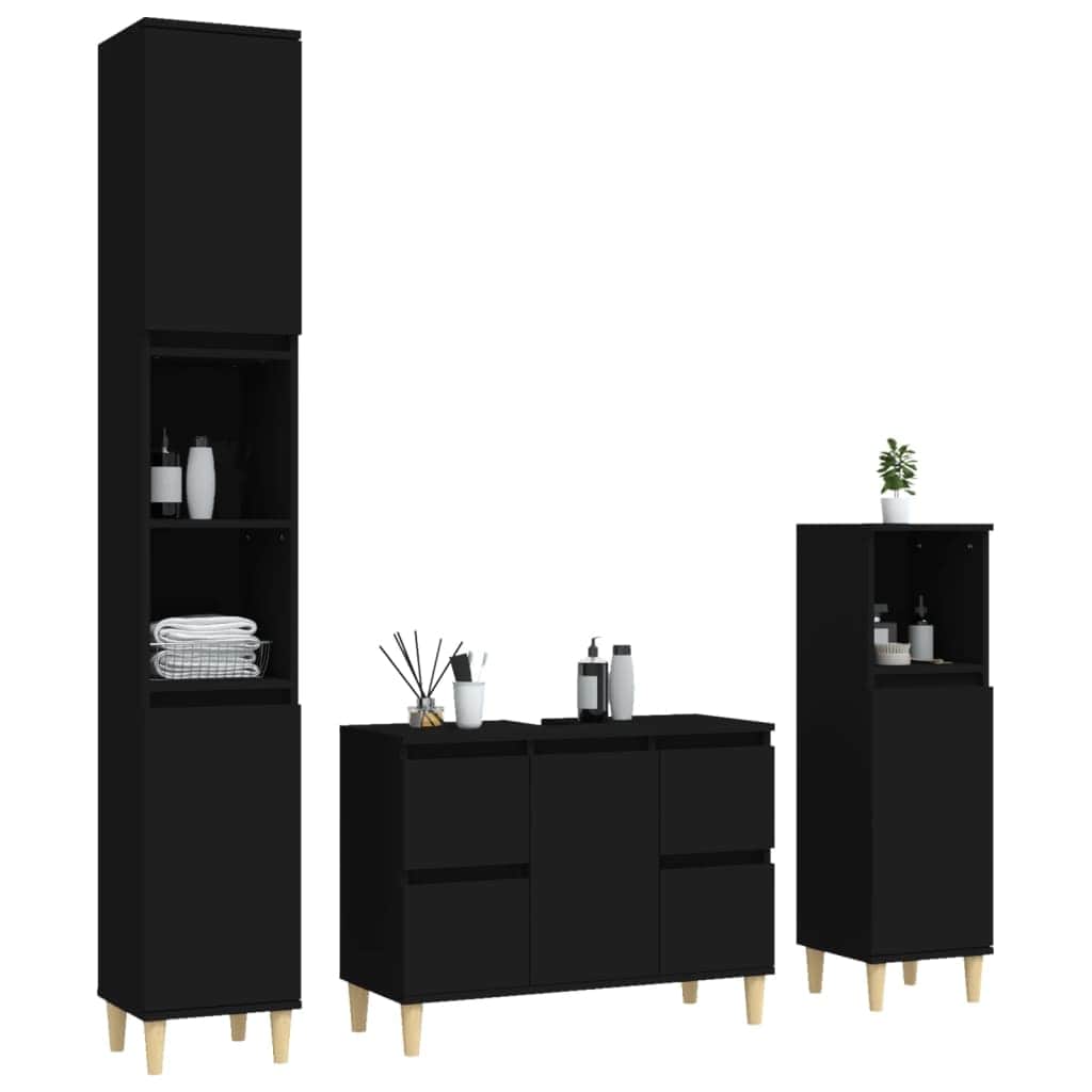 White Bathroom Engineered Wood 3-Piece Furniture Elegance