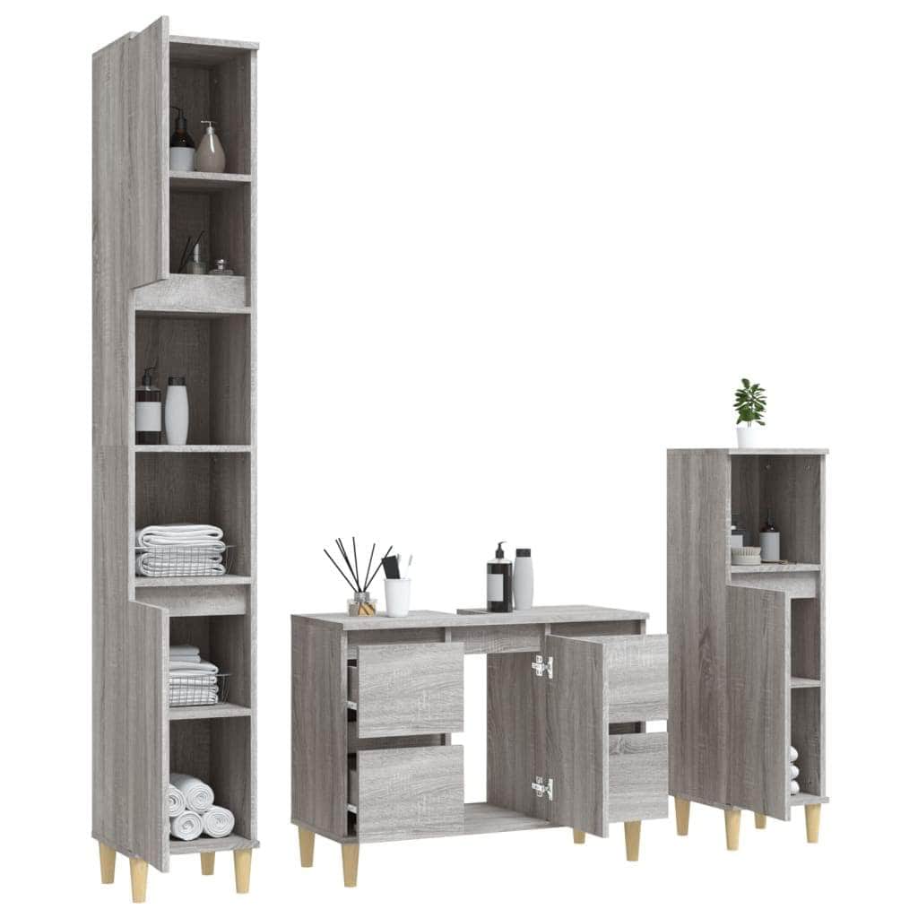White Bathroom Engineered Wood 3-Piece Furniture Elegance