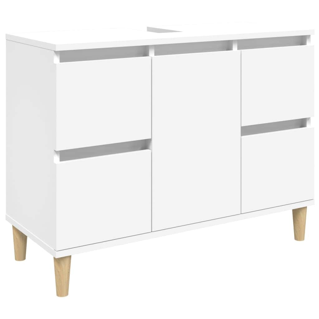 White Bathroom Engineered Wood 3-Piece Furniture Elegance