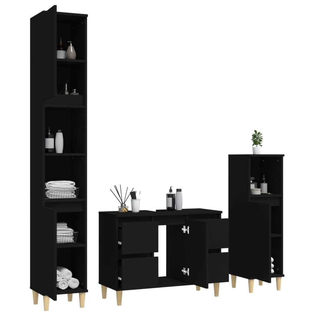 White Bathroom Engineered Wood 3-Piece Furniture Elegance