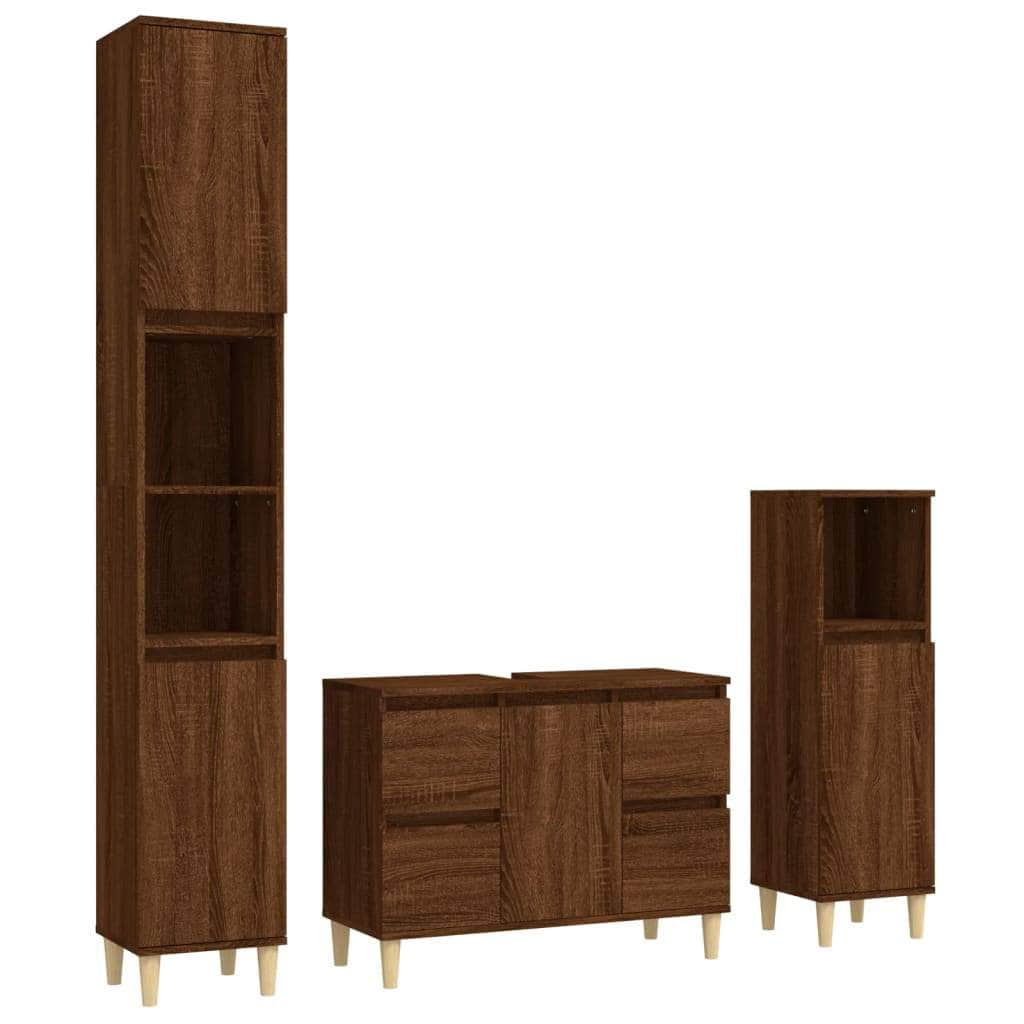 White Bathroom Engineered Wood 3-Piece Furniture Elegance