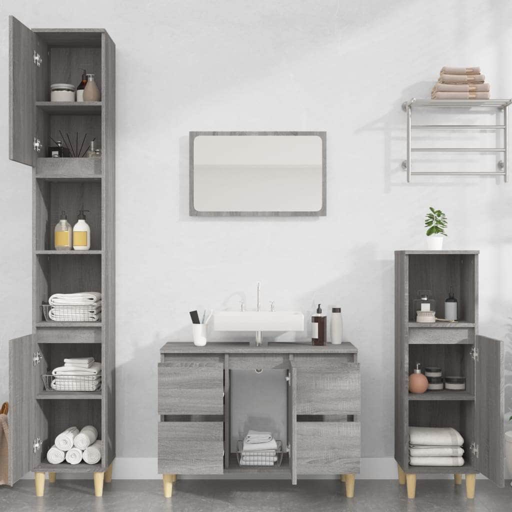 White Bathroom Engineered Wood 3-Piece Furniture Elegance