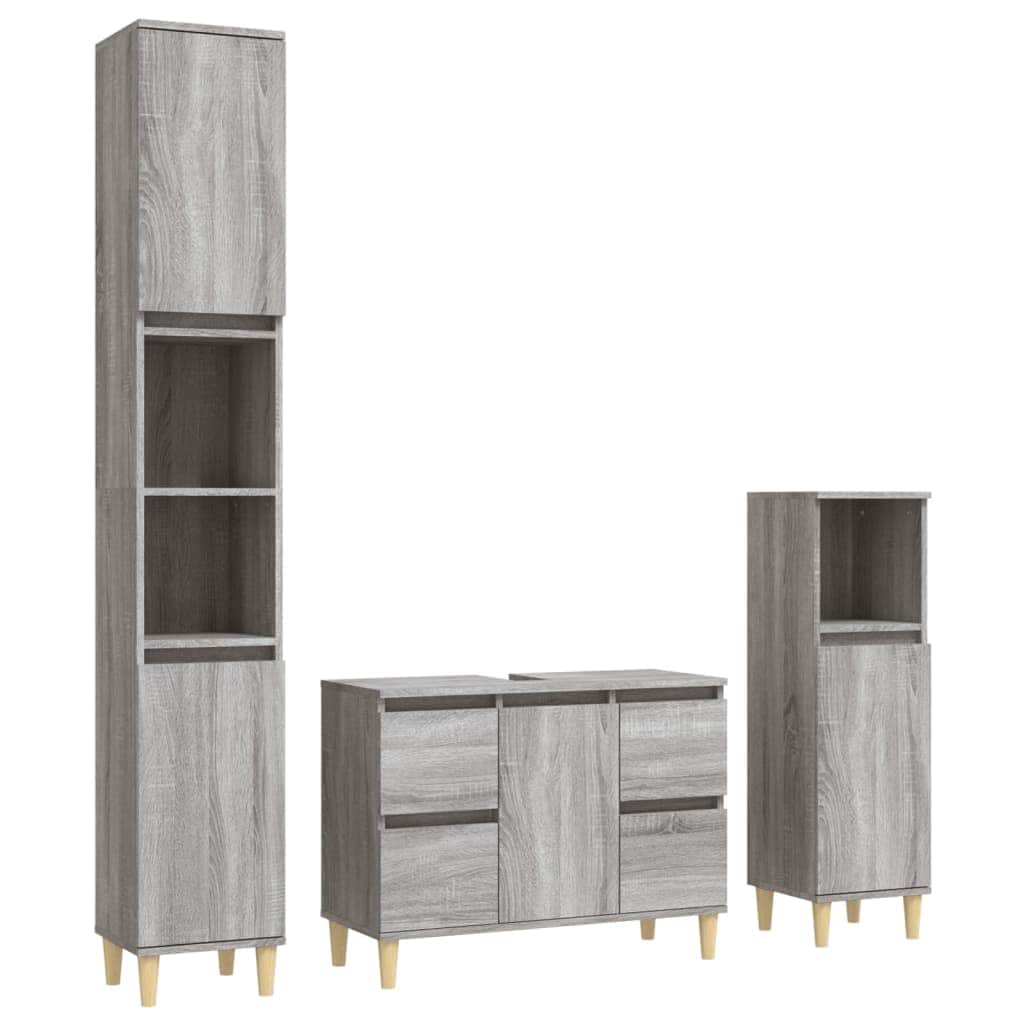 White Bathroom Engineered Wood 3-Piece Furniture Elegance
