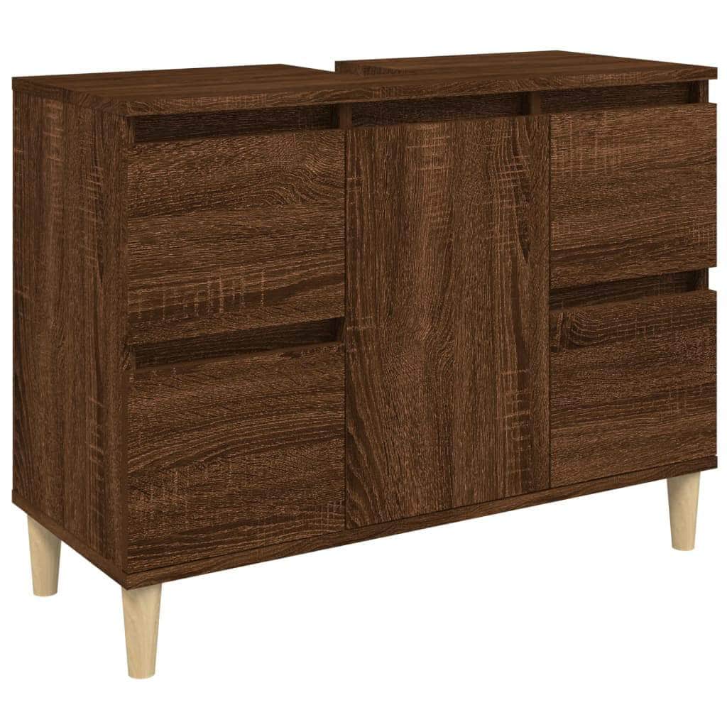 White Bathroom Engineered Wood 3-Piece Furniture Elegance