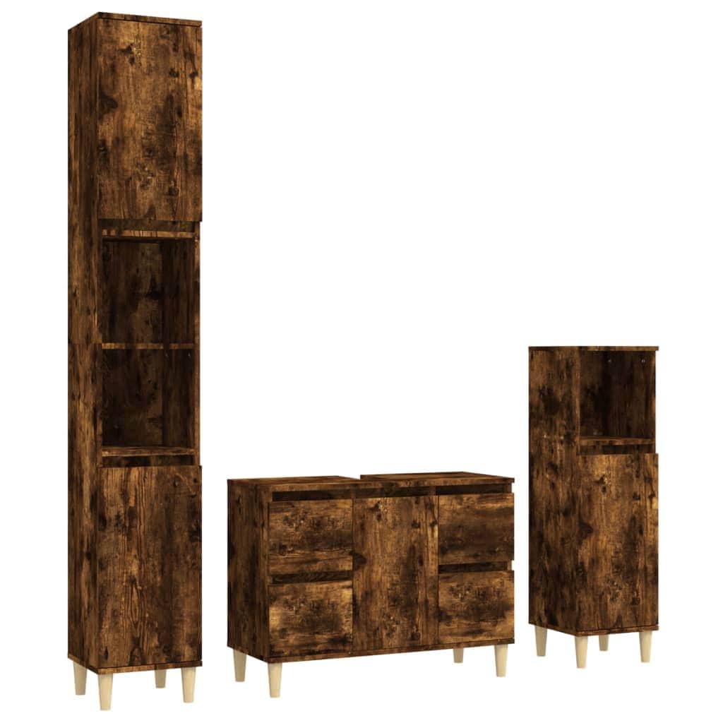White Bathroom Engineered Wood 3-Piece Furniture Elegance
