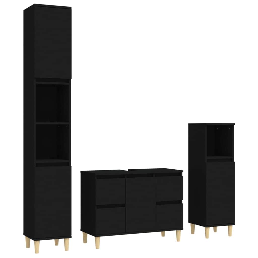 White Bathroom Engineered Wood 3-Piece Furniture Elegance