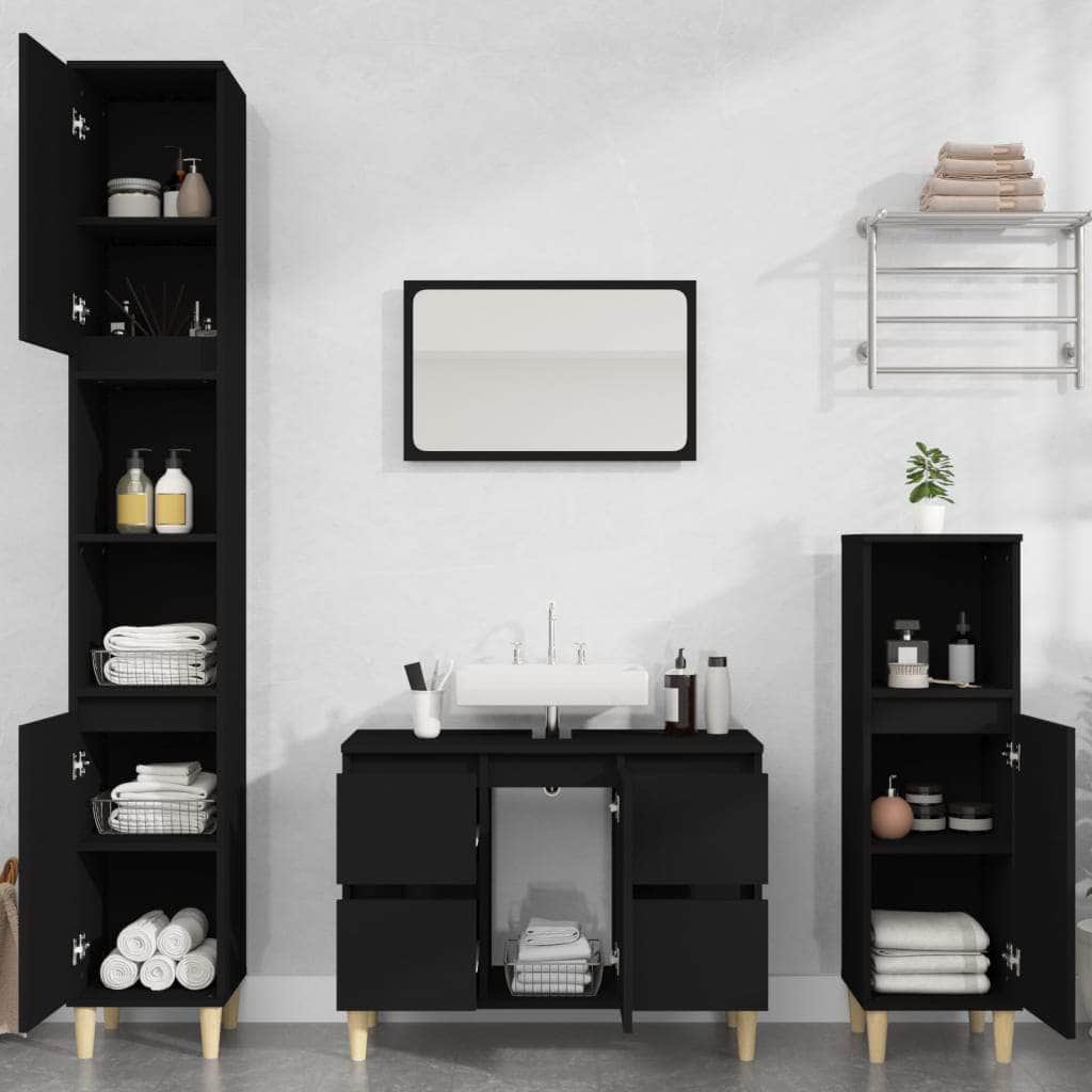 White Bathroom Engineered Wood 3-Piece Furniture Elegance