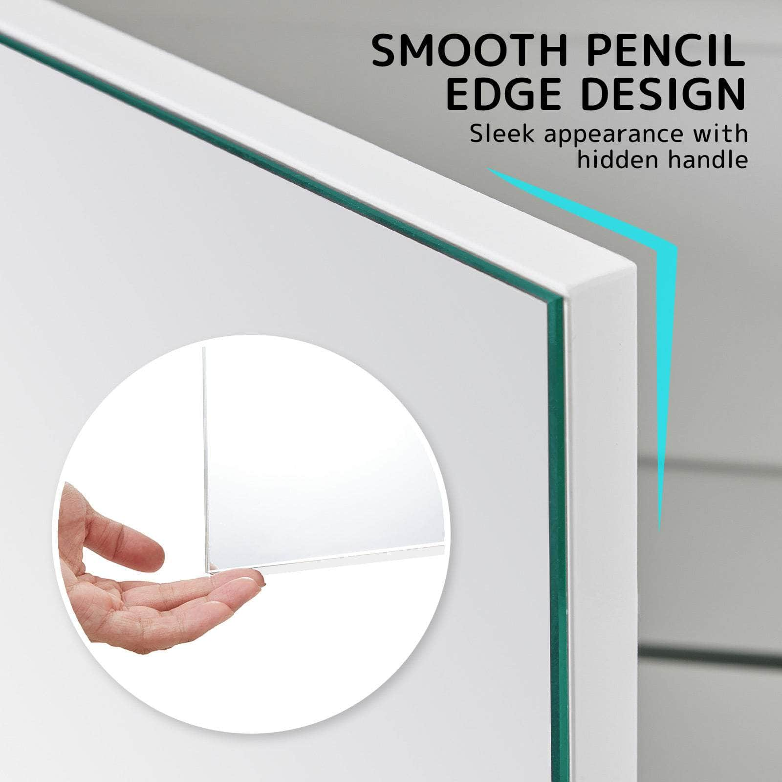 White Bathroom Mirror Cabinet Wall Twin Door Shaving Storage 60 X 72 Cm