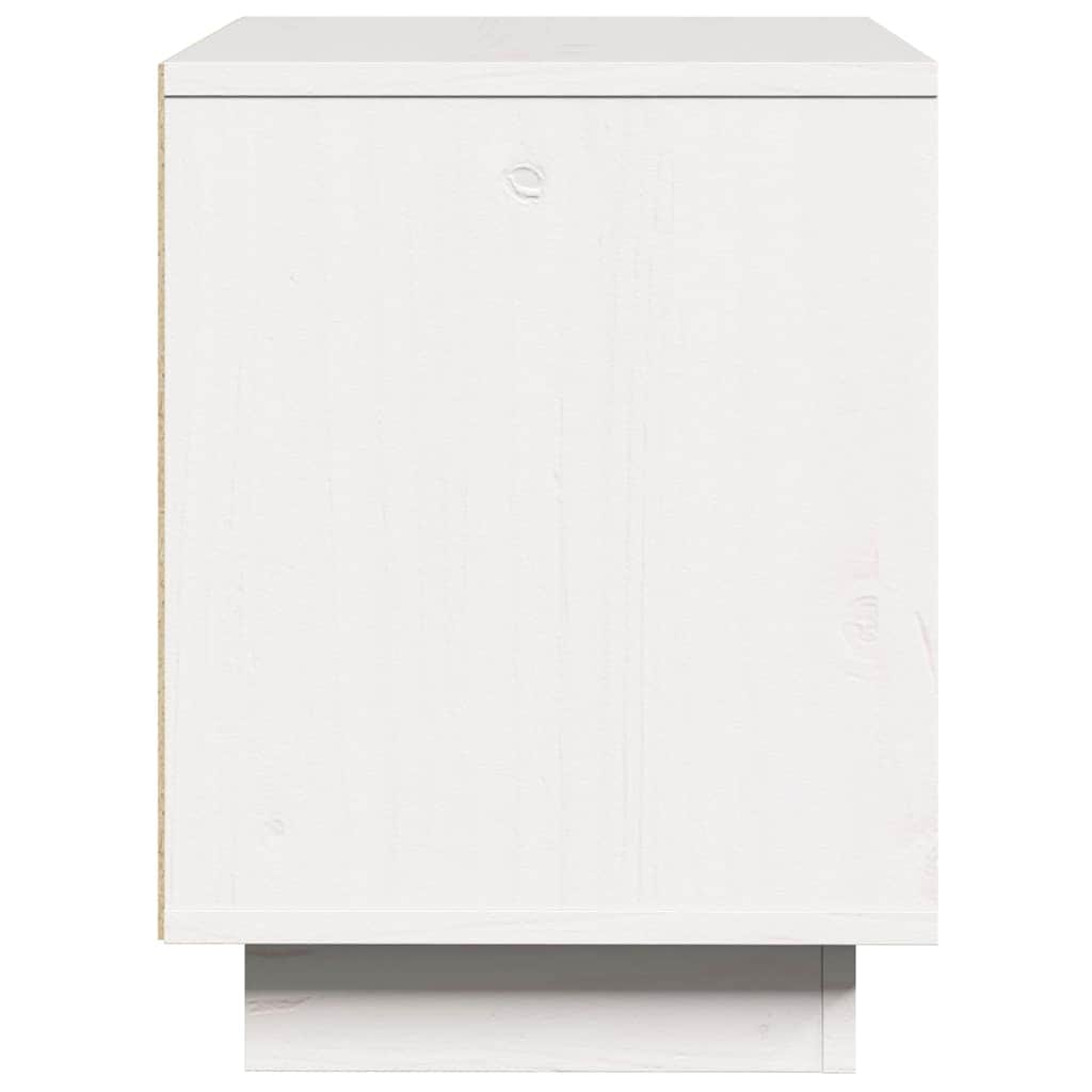 White Bedside Cabinet Solid Pinewood Side Table Storage Unit Durable Design
