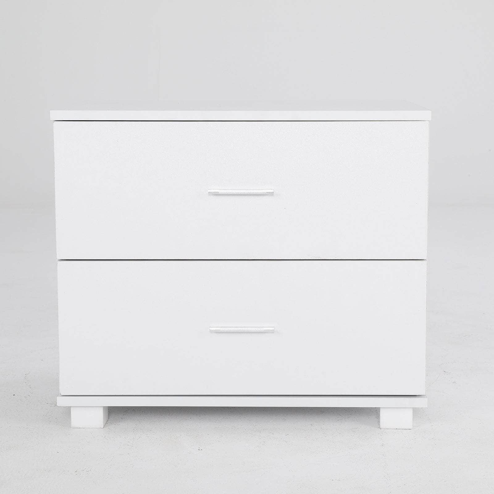 White Bedside Table with 2 Drawers and Legs