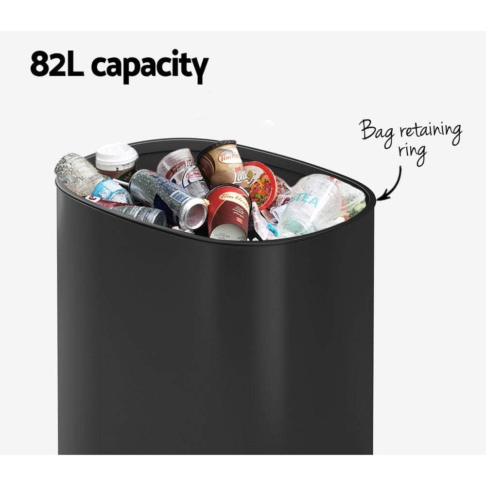 White/Black 82L Motion Sensor Bin Rubbish Waste