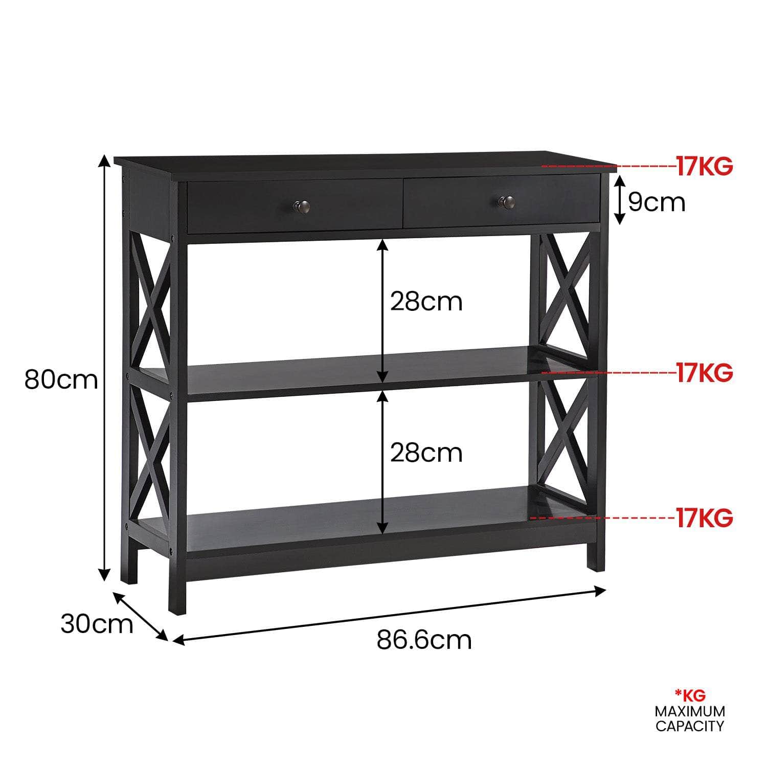 White/Black Cross Console Table for Stylish Spaces