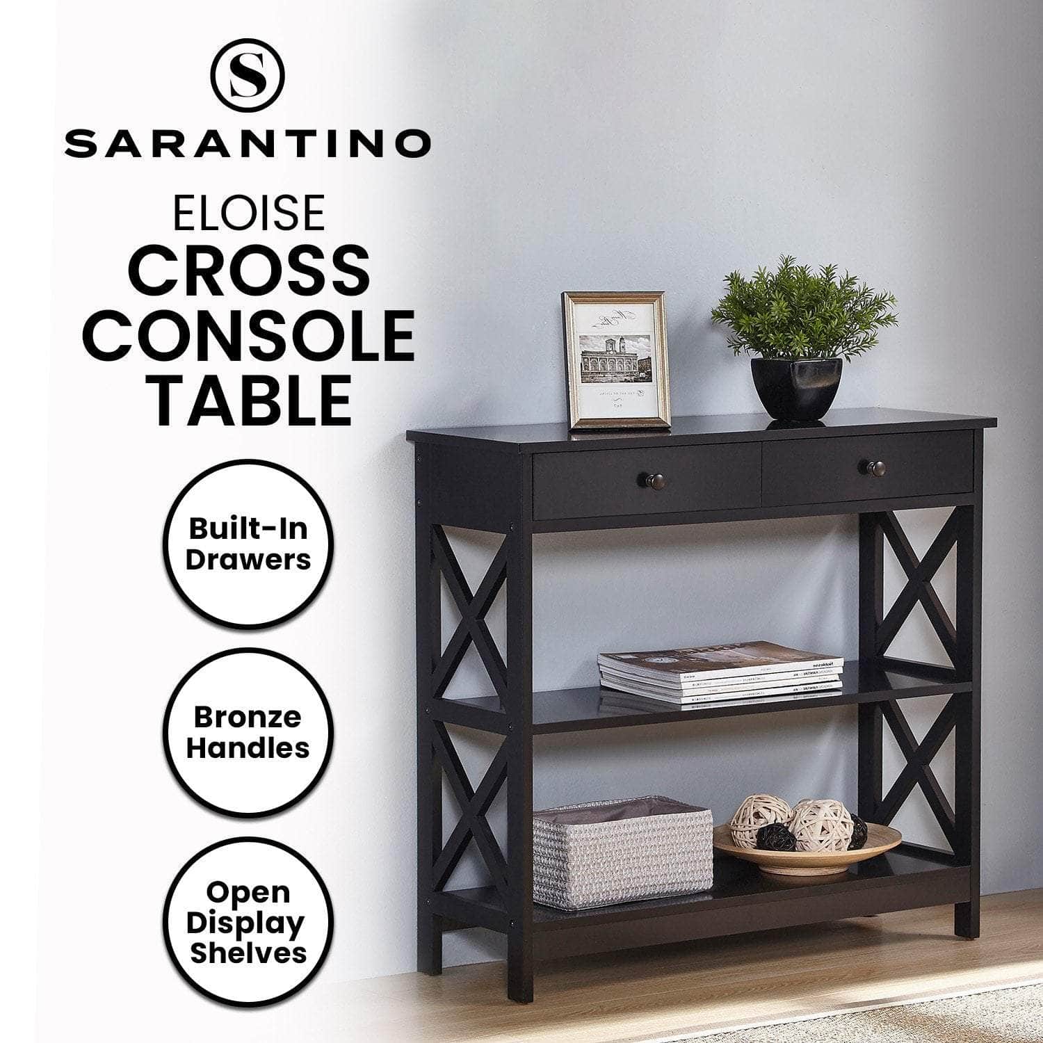 White/Black Cross Console Table for Stylish Spaces