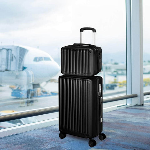 White/Black/Rose Gold Lightweight Travel Trolley Set (14"+20")