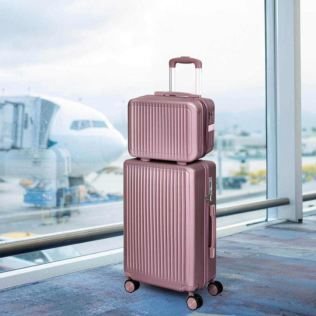 White/Black/Rose Gold Lightweight Travel Trolley Set (14"+20")