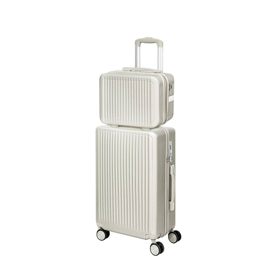 White/Black/Rose Gold Lightweight Travel Trolley Set (14"+20")