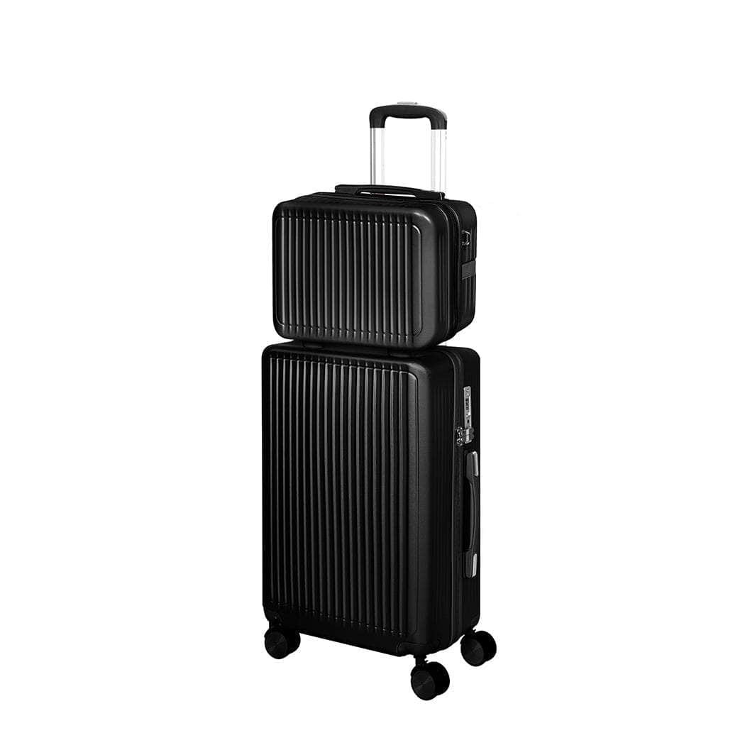 White/Black/Rose Gold Lightweight Travel Trolley Set (14"+20")