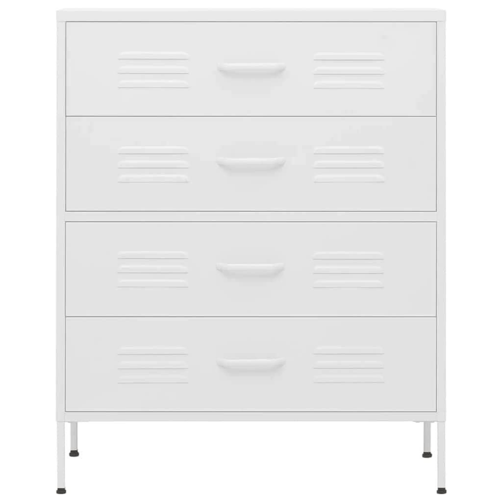 White Chest of Drawers Steel Cabinet Ball Bearing Runners Storage Unit