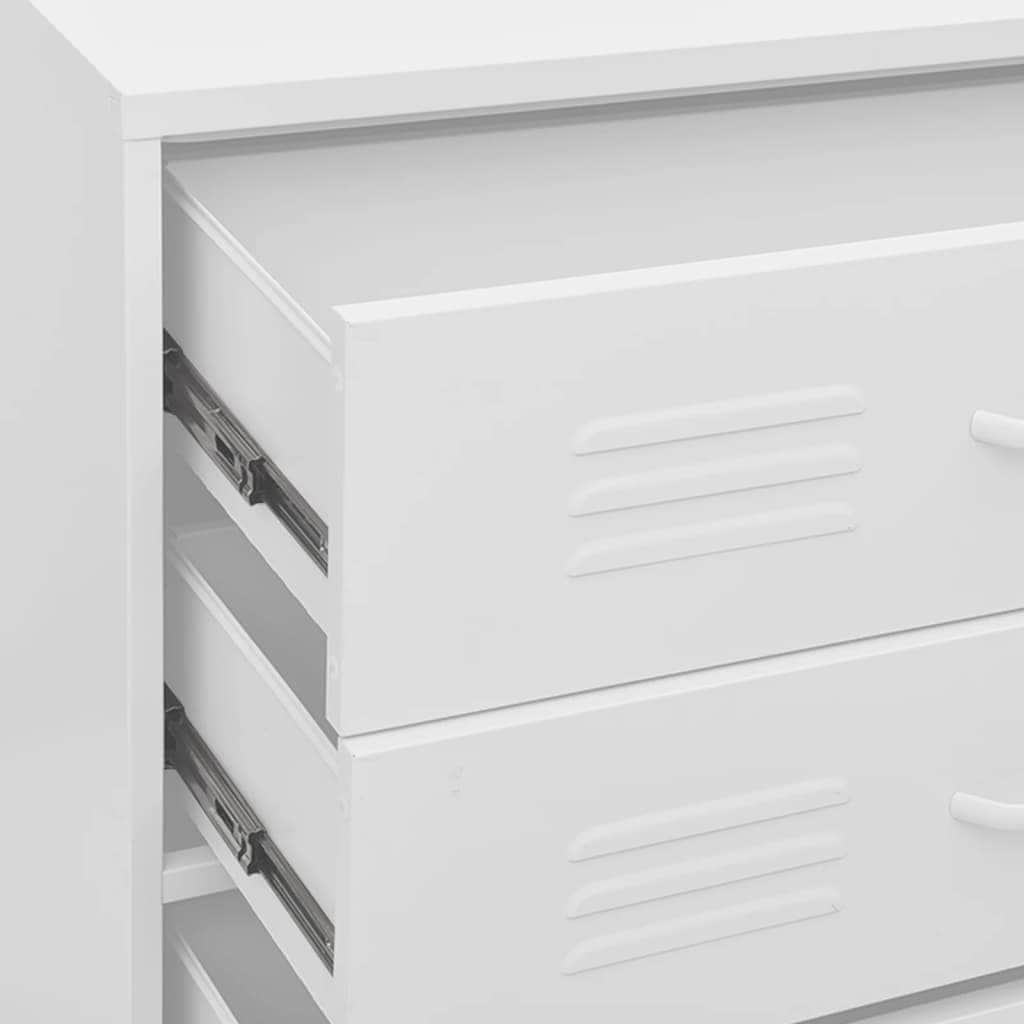 White Chest of Drawers Steel Cabinet Ball Bearing Runners Storage Unit