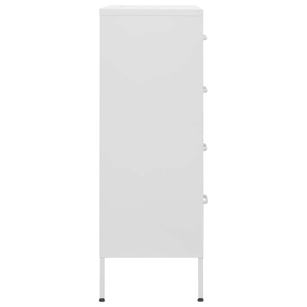 White Chest of Drawers Steel Cabinet Ball Bearing Runners Storage Unit