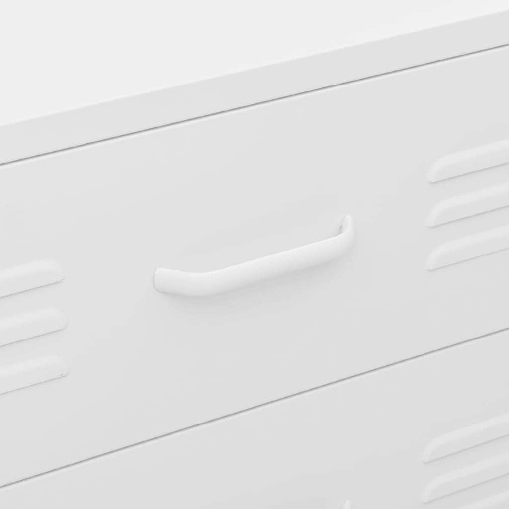 White Chest of Drawers Steel Cabinet Ball Bearing Runners Storage Unit