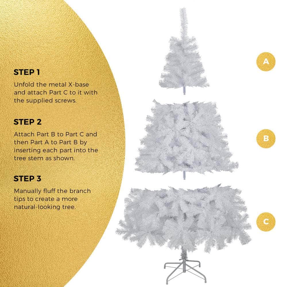 White Christmas Tree 1.8M 6FT 650 Tips Artificial Holiday Decoration