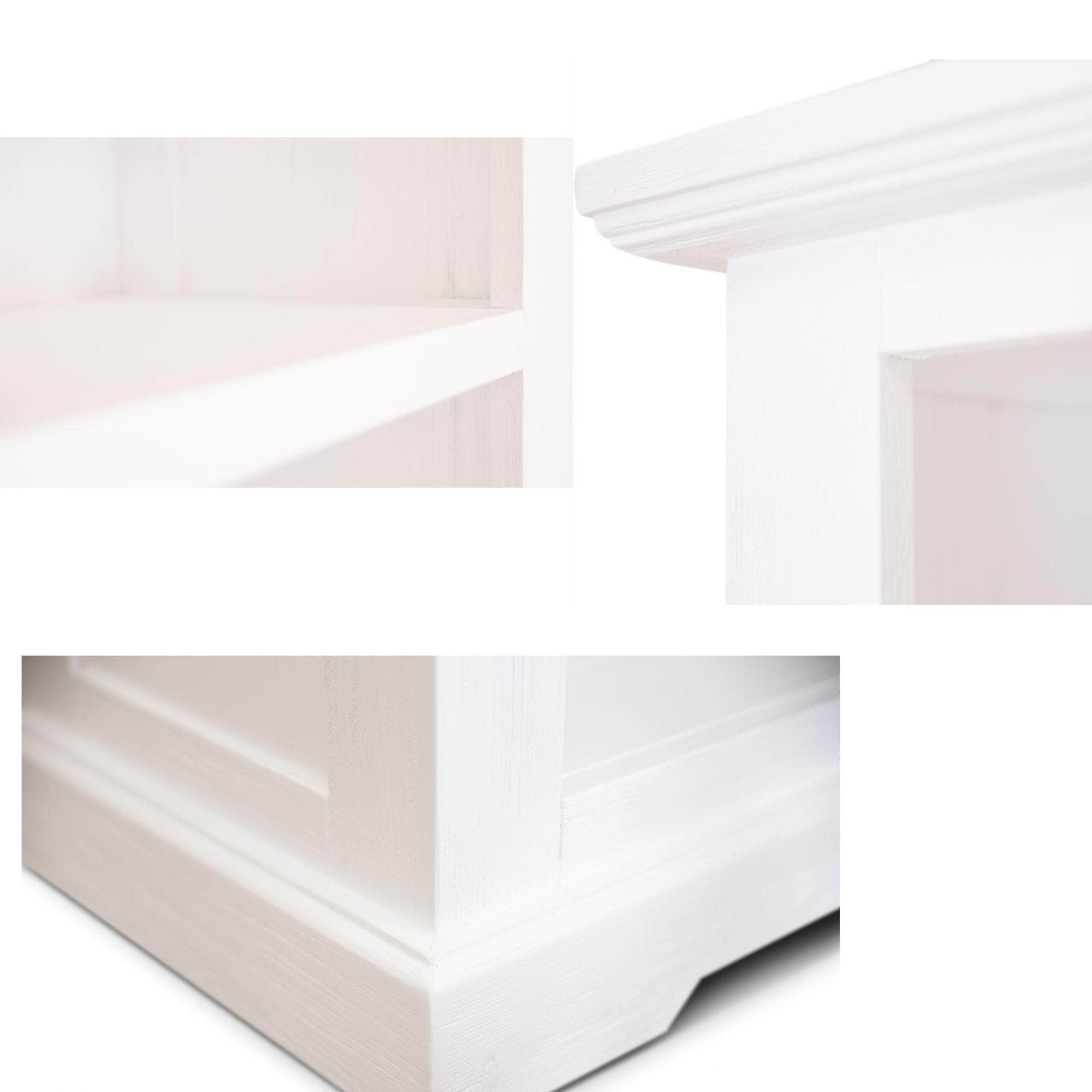 White Coastal Furniture with 4-Tier Solid Acacia Wood Bookshelf Bookcase